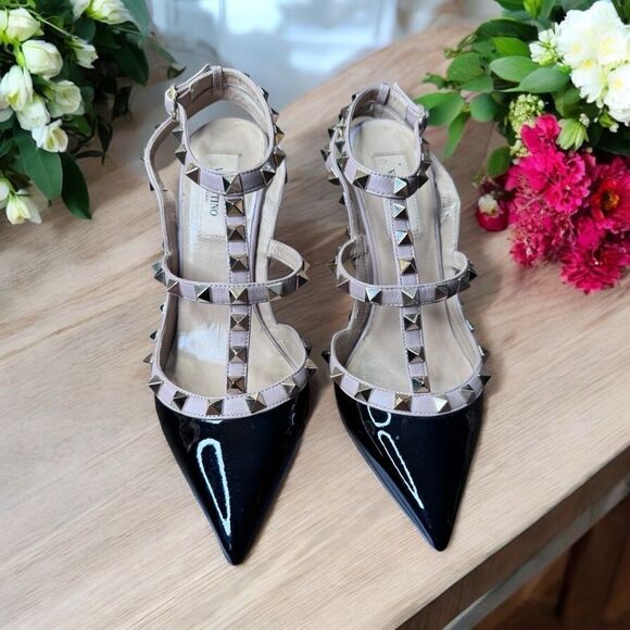 Valentino Garavani Patent Leather Rockstud Heels (37) - Picture 1 of 11